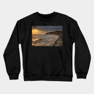 Very high tide at Swansea Bay and Mumbles Crewneck Sweatshirt